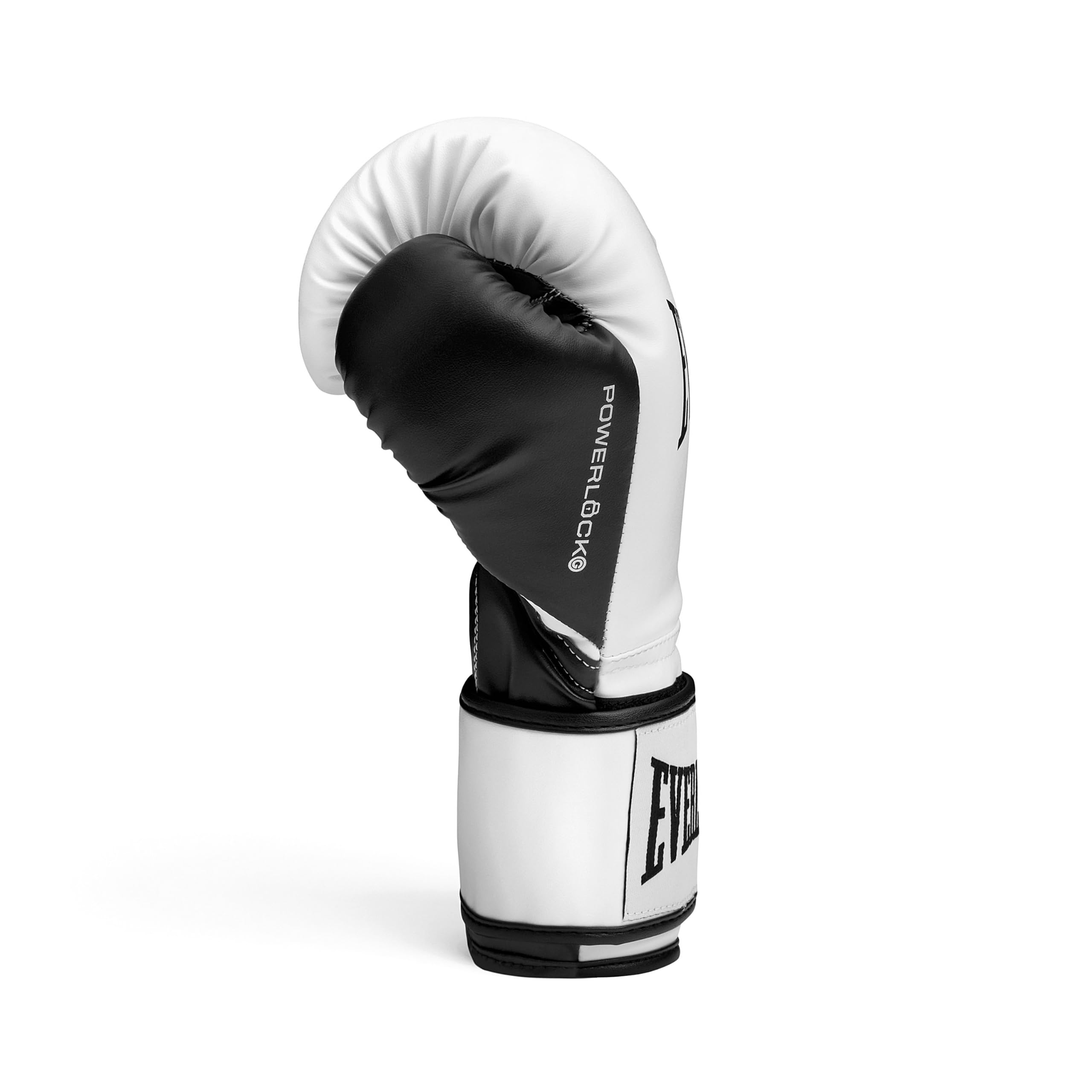 Everlast Powerlock OG 12 oz Gants de Boxe (Blanc/Noir), pour Sac, Mitaines et Sparring, Fermeture Auto-agrippante, Mousse avancée, Prise Ergonomique – Équipement Everlast Authentique