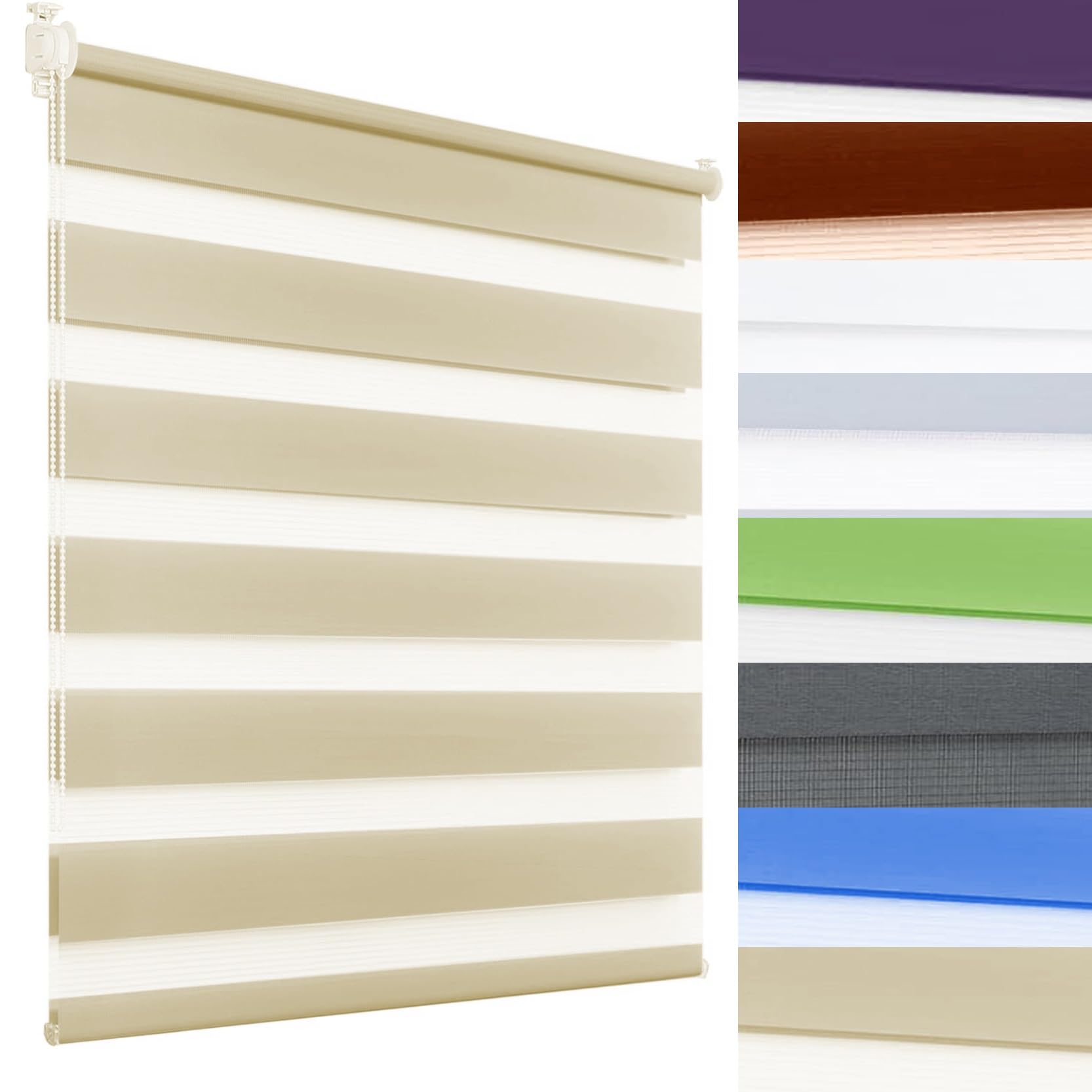 Amzyu Beige Thermal Blackout Blinds 40 X 180 Cm Plain Colored Uv-Resistant Window Roller Shades Blind Made To Measure Available For Window And Door,