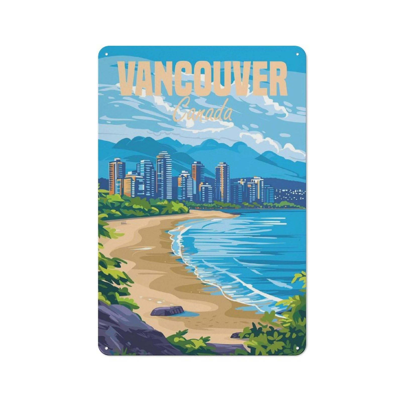 Junmoney Vancouver Canada Industrial-Style Tin Sign 30X20cm For Café Or Home Bar, For Cooler-Month Interiors With Industrial Character
