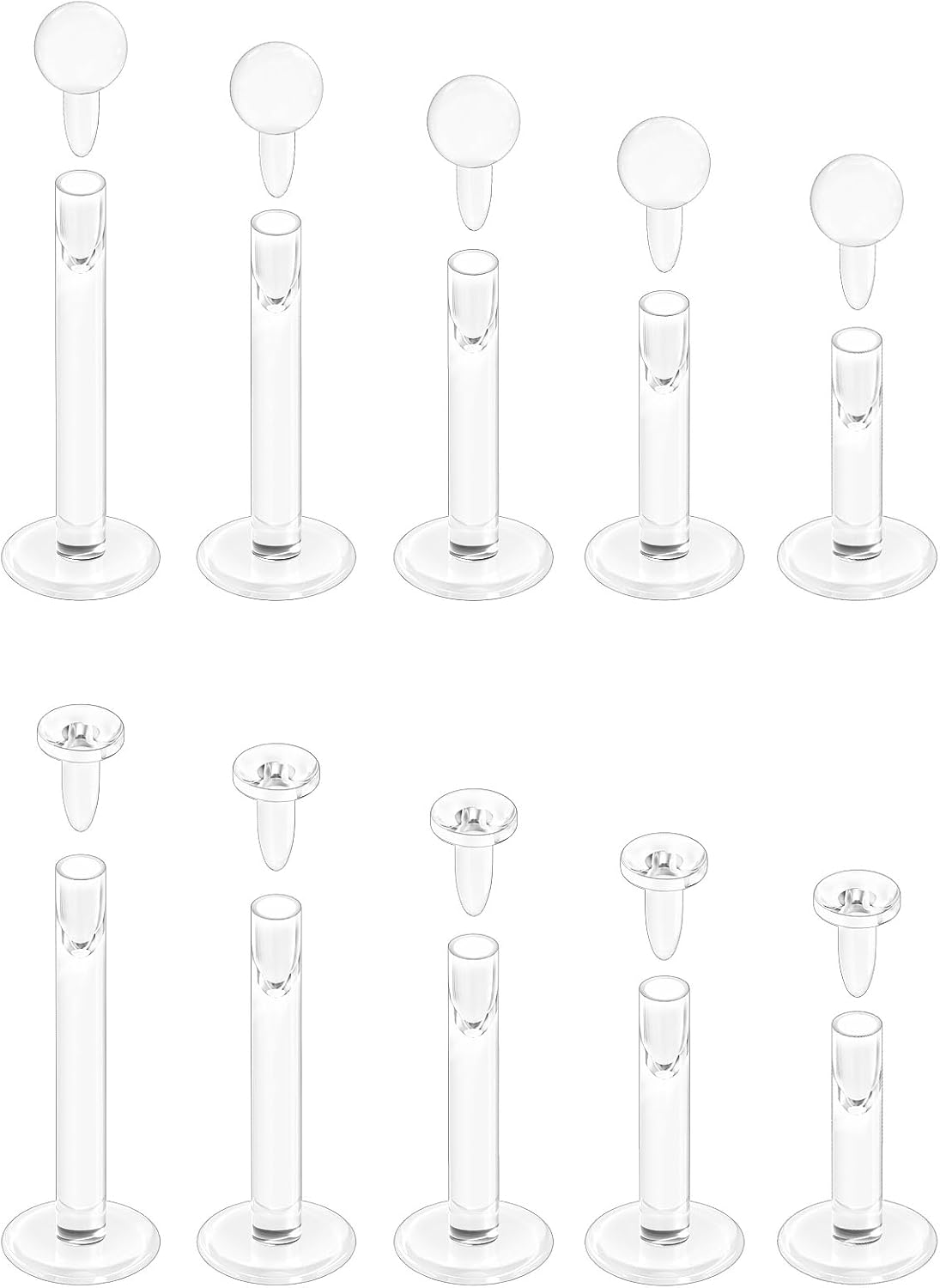 18G 16G Flat Back Clear Earrings for Sports Nose Studs Silicone Plastic tragus conch cartilage Retainers Monroe Medusa Lip Ring Stud Labret Piercing for Work Surgery 6mm 7mm 8mm 9mm 10mm 12mm