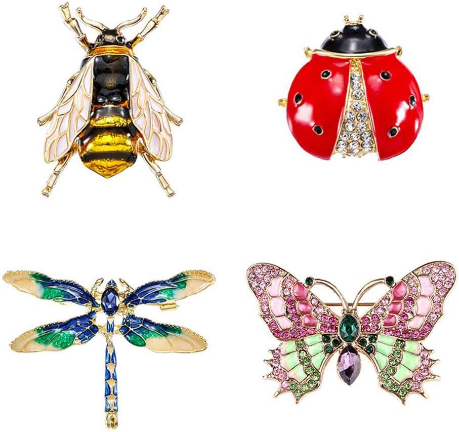 Rhinestones Crystal Brooch Pins Butterfly Bee Ladybug Dragonfly Brooch Pin for Women Clothes Dress Scarf Decoration …