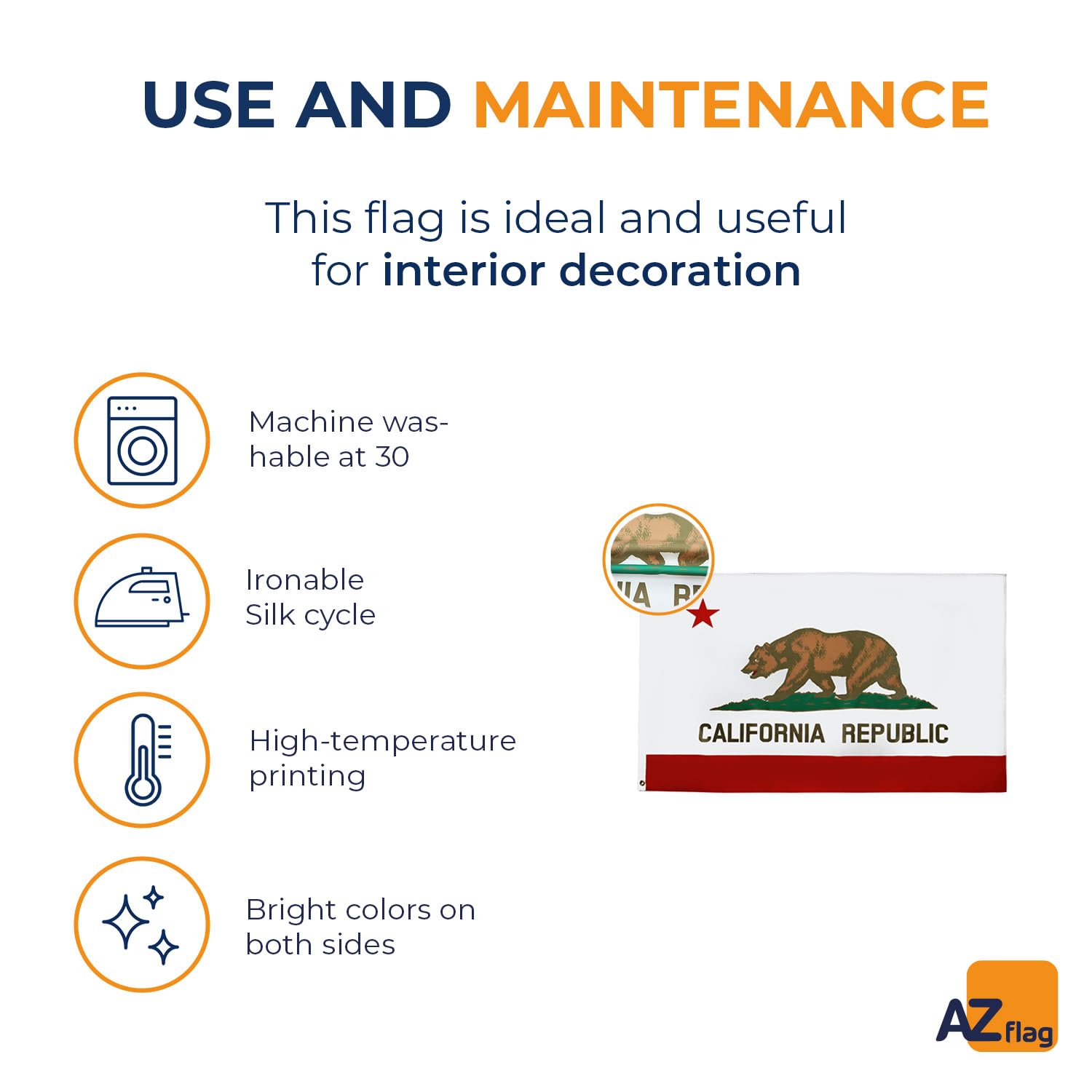 AZ FLAG Flaga Kalifornia 150x90 cm Kalifornijski Lekki Poliester 2 Oczka | Do wnętrz flaga dekoracyjna California podwójne szwy i wzmocnione krawędzie z metalowe oczka