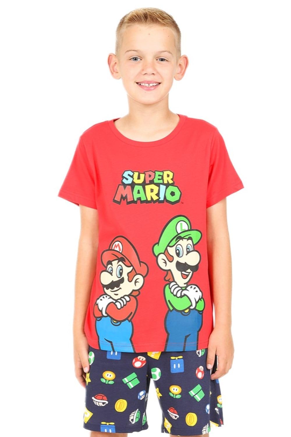 Super Mario Ensemble pyjama court Nintendo et Luigi pour garçon, Rouge, 10-11 ans, Rouge, 10-11 ans