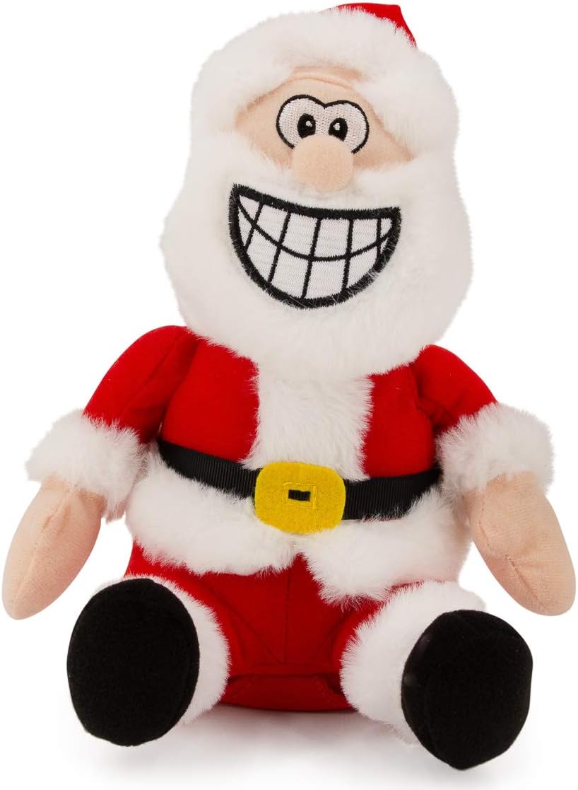 Simply Genius Farting Santa Claus: Animated Christmas Character, 8” Stuffed Plush Santa with Sound, Vibrations and Farts, Pull Santa’s Finger to Speak, Vibrate and Fart
