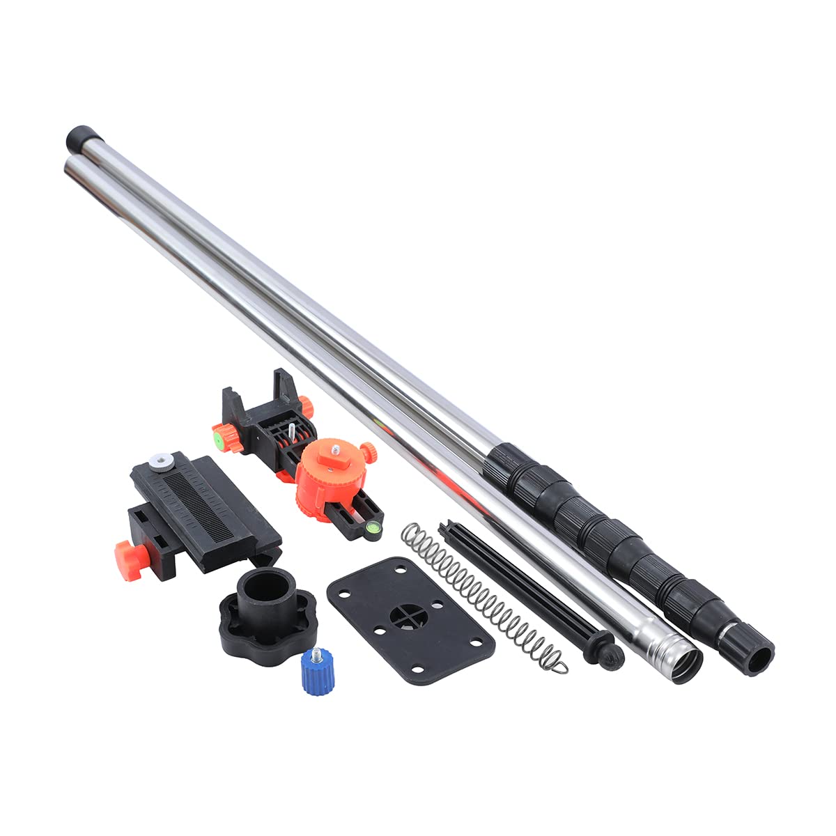 TOPWAY Barra Telescópica para Nivel Láser 115-450 cm Acero Inoxidable Puntal Telescopico Extensible Hasta al Techo, con Soporte y Bolsa de Nylon