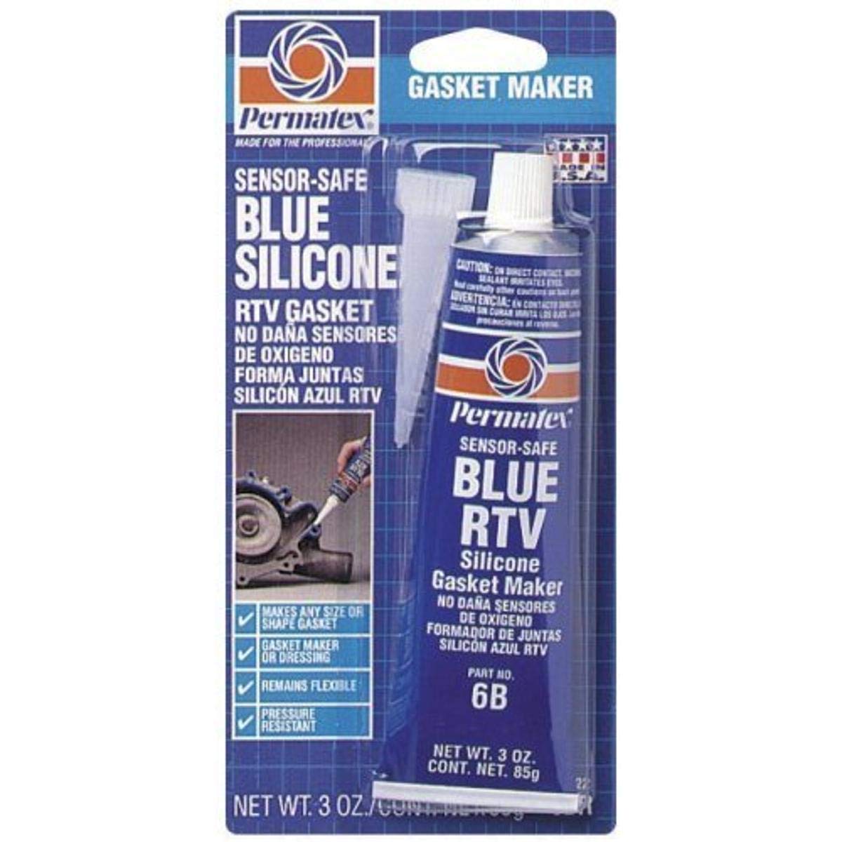 Permatex 80022 SensorSafe Blue RTV Silicone Gasket Maker, 3 oz Tube