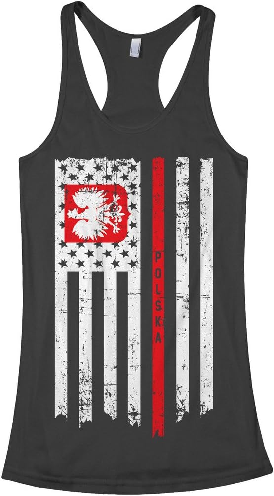 Threadrock Women's Poland USA Polish American Flag Racerback Tank Top