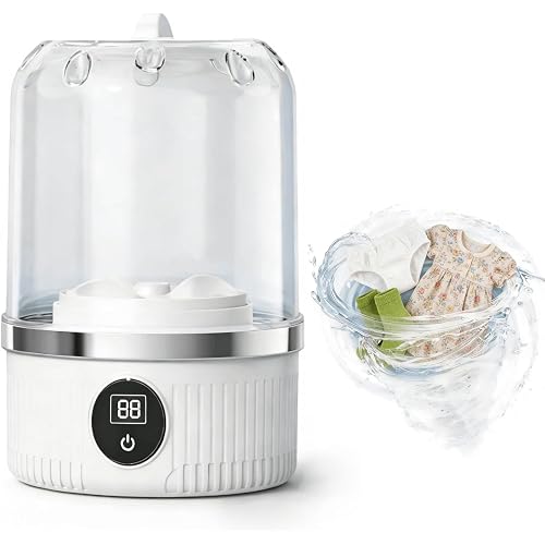 Portable Washing Machine, Rechargeable Cordless Compact Travel Washers for camping, Underwear Washer Portable Washer for Apartments (white)