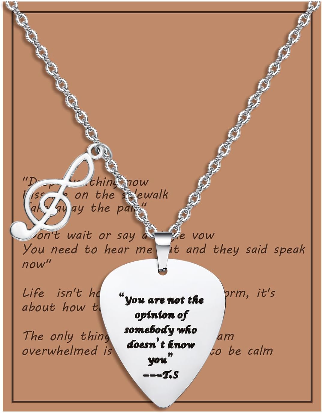 COTATI Taylor Quotes Guitar Pick Swifties Necklace, Eras Tour Outfits Jewelry Accessories Inspired Fans Gift Merch
