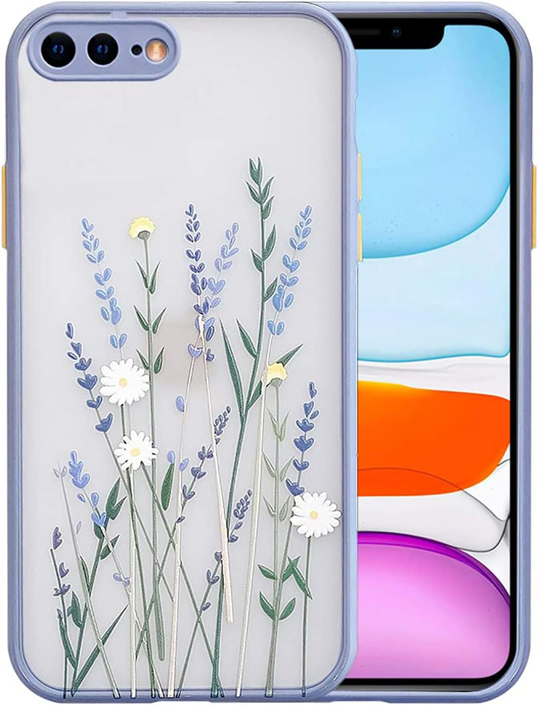 Ownest Compatible with iPhone 7 Plus/8 Plus Case with Clear Flower Frosted PC Back 3D Floral Girls Woman and Soft TPU Bumper Protective Silicone Slim Case for iPhone 7 Plus/8 Plus-Purple