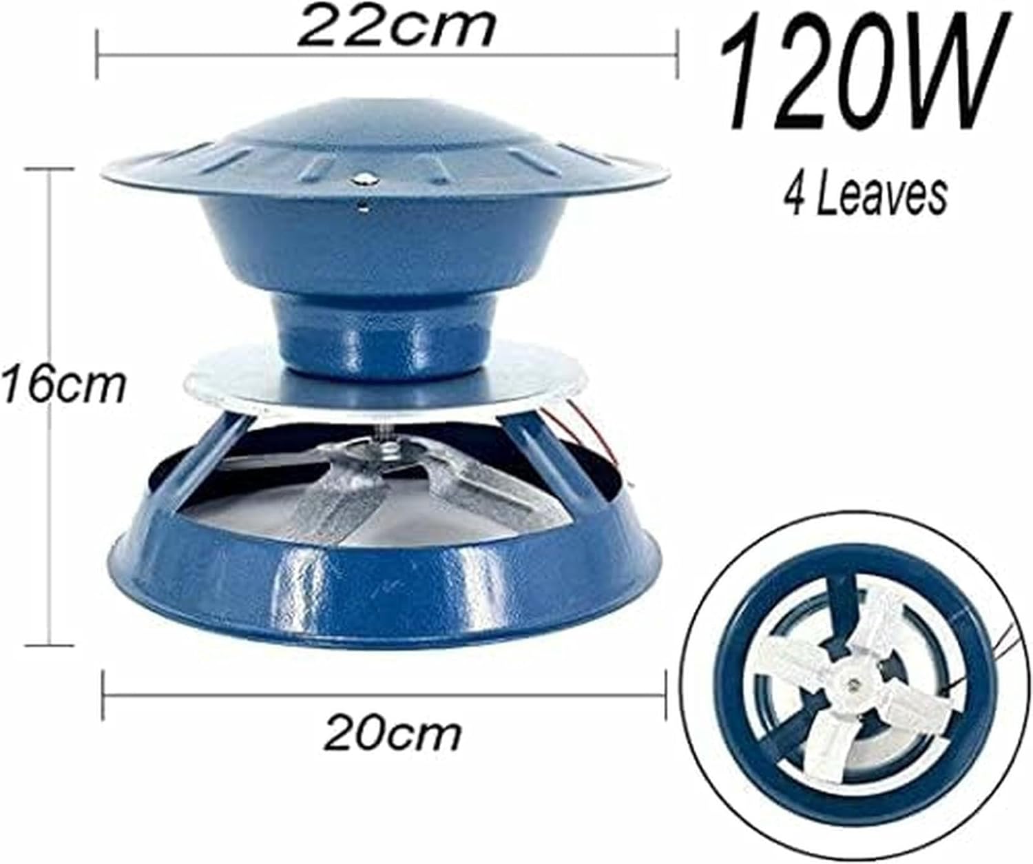 100W/120W Chimney Exhaust Fan, Chimney Smoke Evacuator Draft Fan for Fireplaces, Wood Stoves, Pizza Ovens, Easy Installation