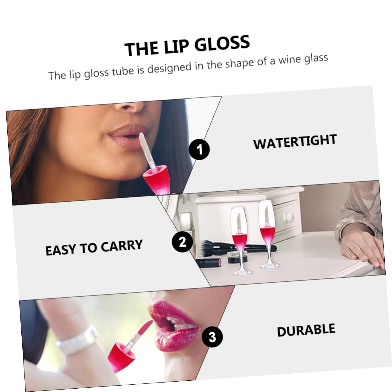 Mikinona Tubos Vacíos Para Brillo De Labios Forma De Copa De Vino Recargables Plástico Duradero Kit Para Diy Y Viaje Envases Transparentes Y Rojos Para Tintes Y 24 Piezas*3