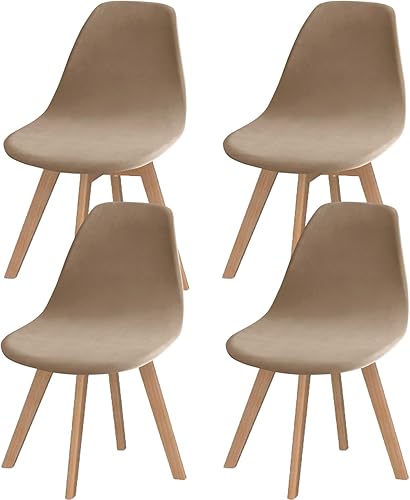 Paquete de 4 fundas de terciopelo para sillas de comedor modernas de mediados de siglo, fundas para sillas de comedor sin brazos, fundas para sillas