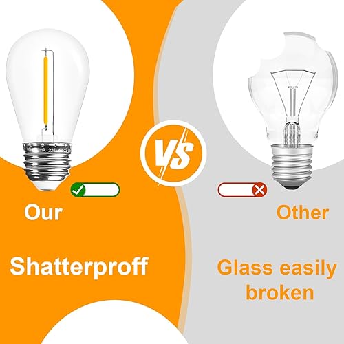 Miniatura 3 de Bombillas LED de 5000 K para exteriores, bombilla de repuesto impermeable S14, base E26, 1 W, 120 V, luz diurna, paquete de 24