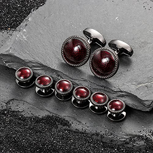 HAWSON Mens Cufflinks and Tuxedo Studs Set in Gift Box, Easy to Wear, Gifts or Jewelry for Men, Wedding Accessories, Designed2