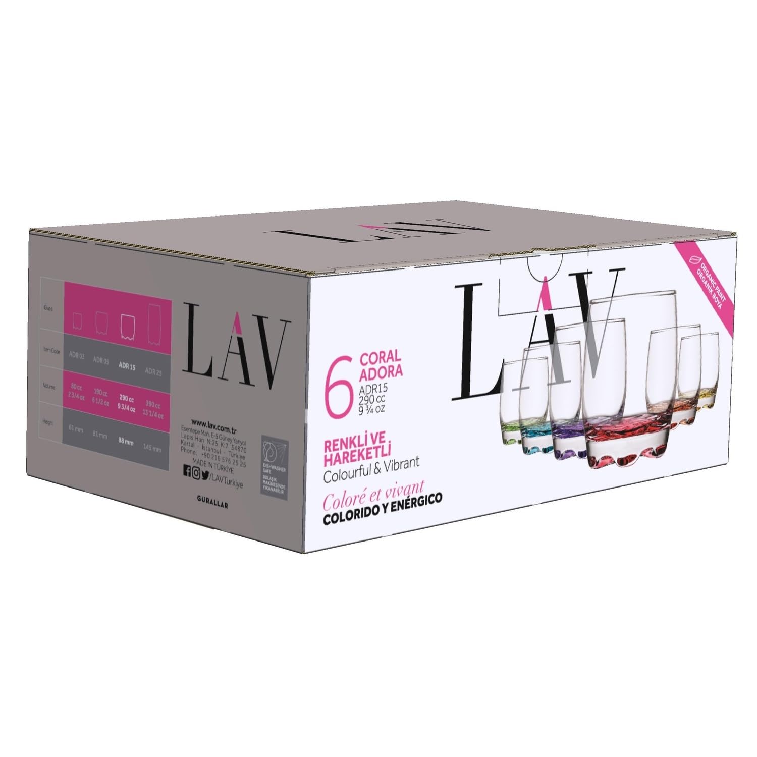 LAV Adora Taban Boyalı 6'lı Meşrubat Bardağı