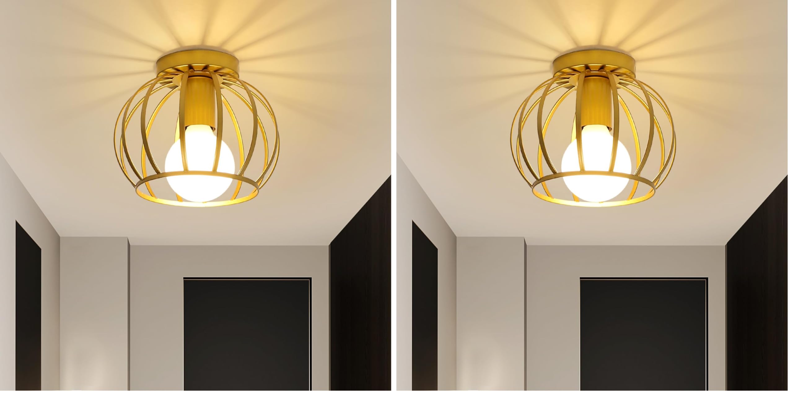 Luminaire Plafonnier Industriel Or Comely : Finition Métal Haut de Gamme pour Chambre et Cuisine