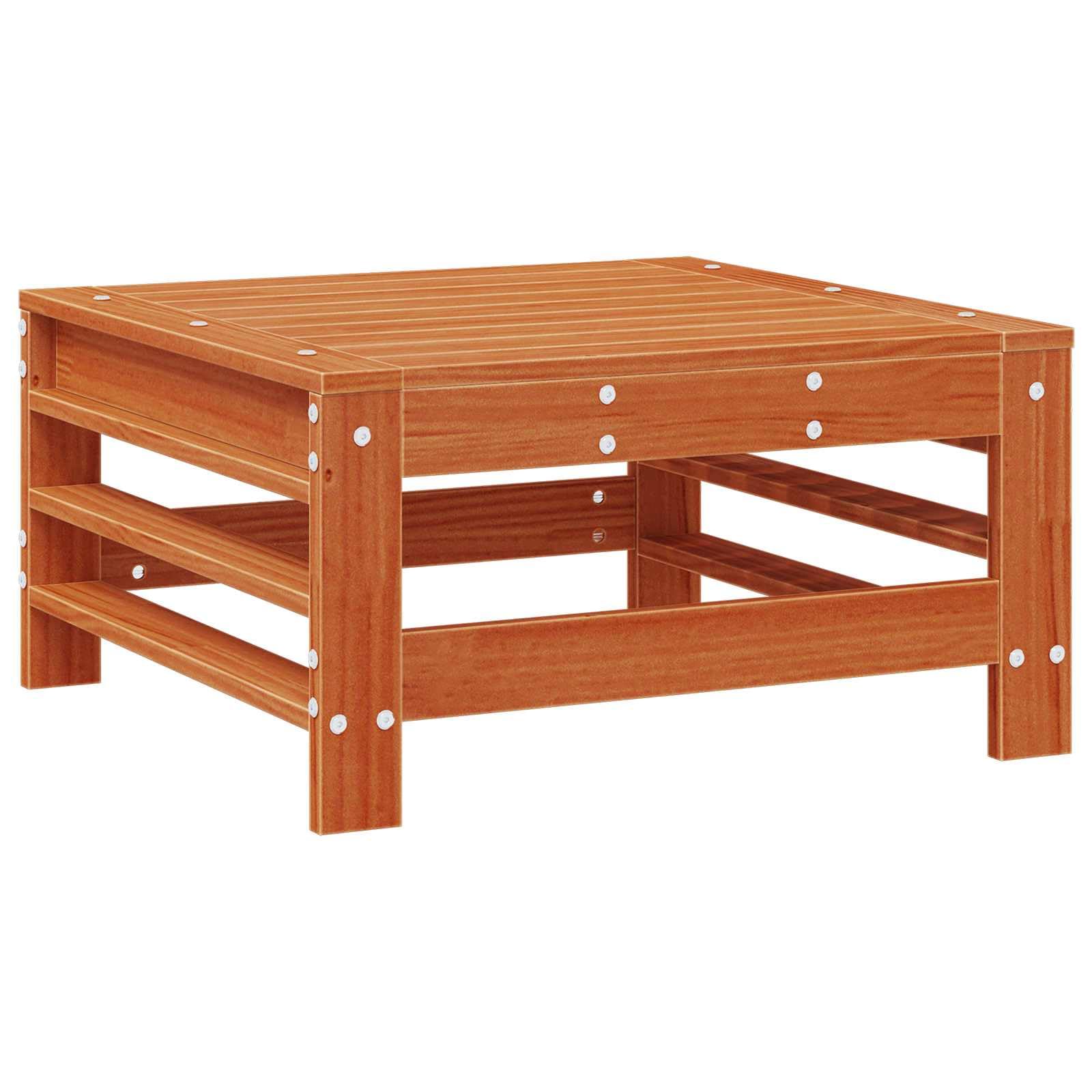 Reposapiés de jardín de madera maciza de pino, módulo de asiento modular, sofá de jardín, taburete para terraza y jardín, 57,5 x 57,5 x 30 cm, suelo de cera, madera de pino