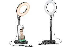 Desk Ring Light with Extendable Stand for Desktops