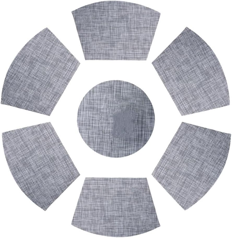 PVC Wedge Shape Placemats set For Dining Table, Non-Slip Heat Resistant and Washable Table Mats for Kitchen and Dining Room (Grey)