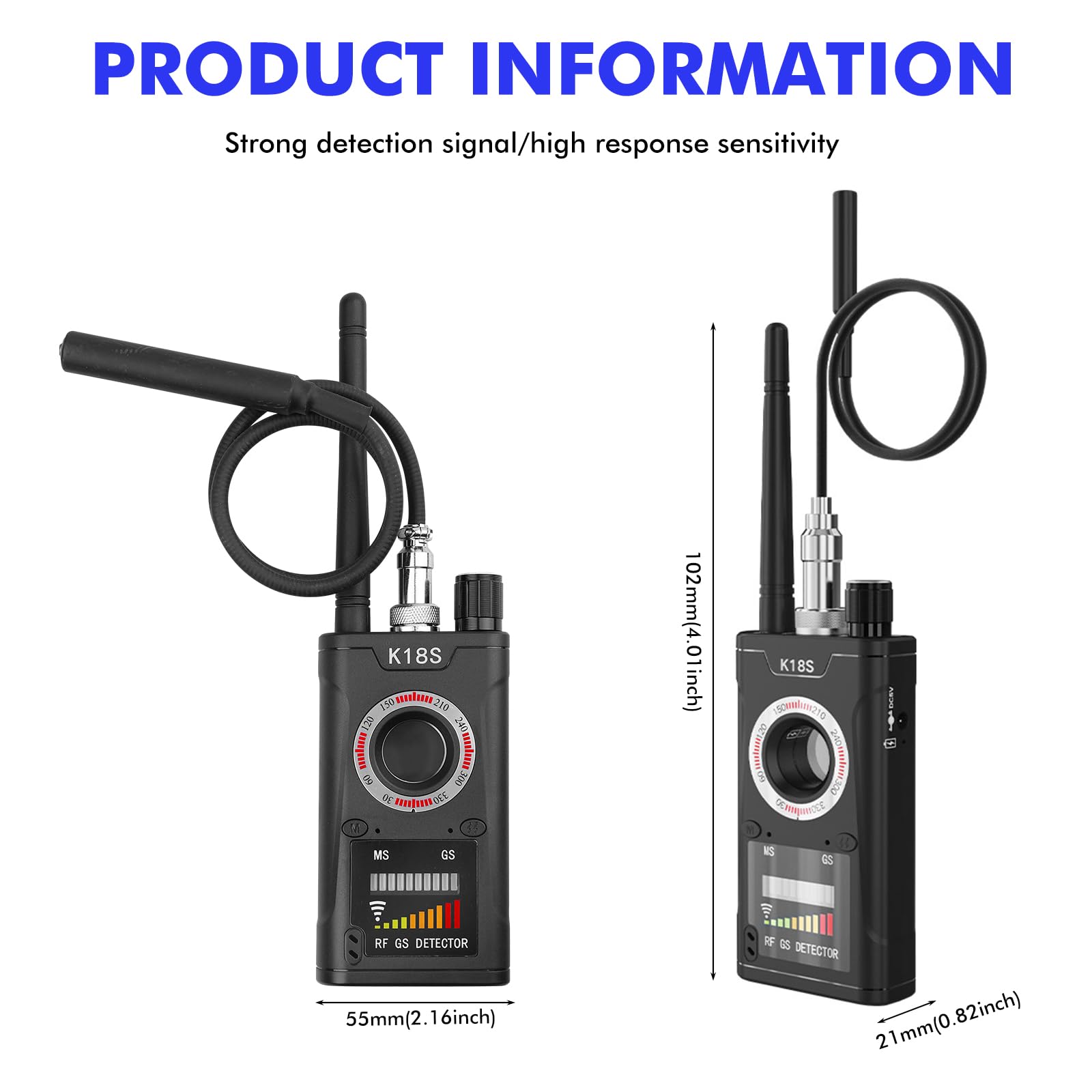 Détecteur de caméra cachée : détecteur de signal RF portable avec balayage infrarouge, détecteur de systèmes d'écoute, détecteurs GPS pour traceur GPS, détecteur anti-espion pour la