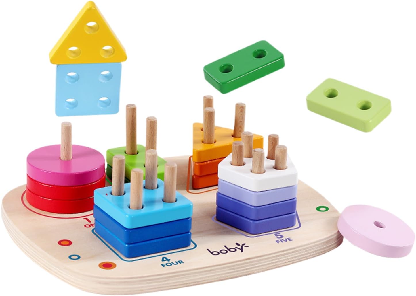 木製積み重ねおもちゃ,感覚的幾何学ボード - 形状色ソーター | 子供向け 家庭 幼稚園 旅行 プレイルーム 学習 発達