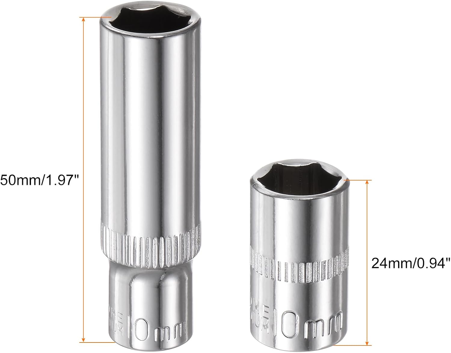 HARFINGTON 4Pcs 1/4-Inch Drive Deep & Shallow Impact Socket Set 10mm Metric 6 Point Design Cr-V Steel