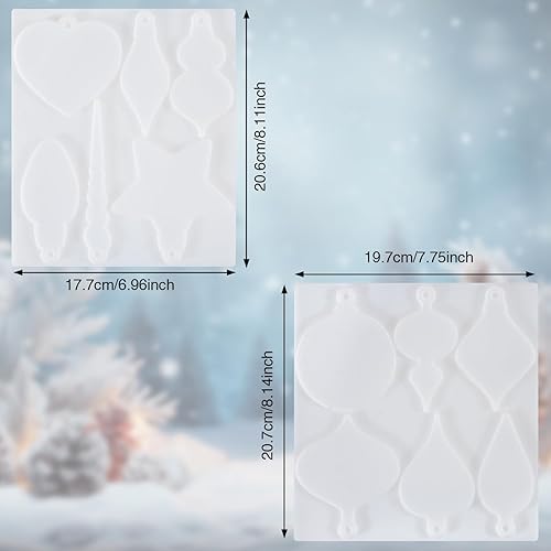 Miniatura 4 de 2 moldes de resina de Navidad, adornos de Navidad, moldes de resina de silicona, 12 formas diferentes, moldes de silicona para colgantes de resina