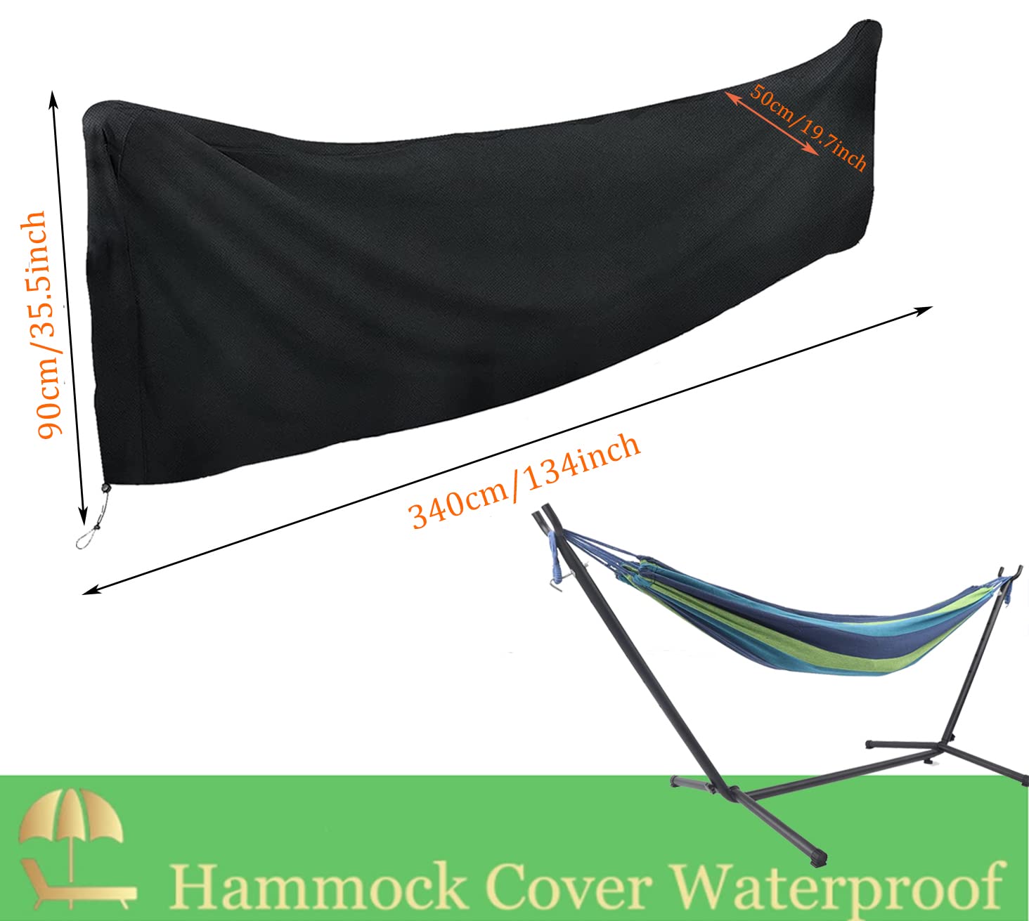 Housse de protection imperméable pour hamac de camping, housse de pluie, 420D en tissu Oxford résistant à la poussière, anti-UV, durable pour hamacs d'extérieur, hamacs doubles avec support