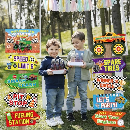 Image of Hooqict 20 Pieces Truck Party Decorations Signs Welcome To Truck Birthday Party Supplies Classroom Wall Door Porch Yard Sign Car Backdrop