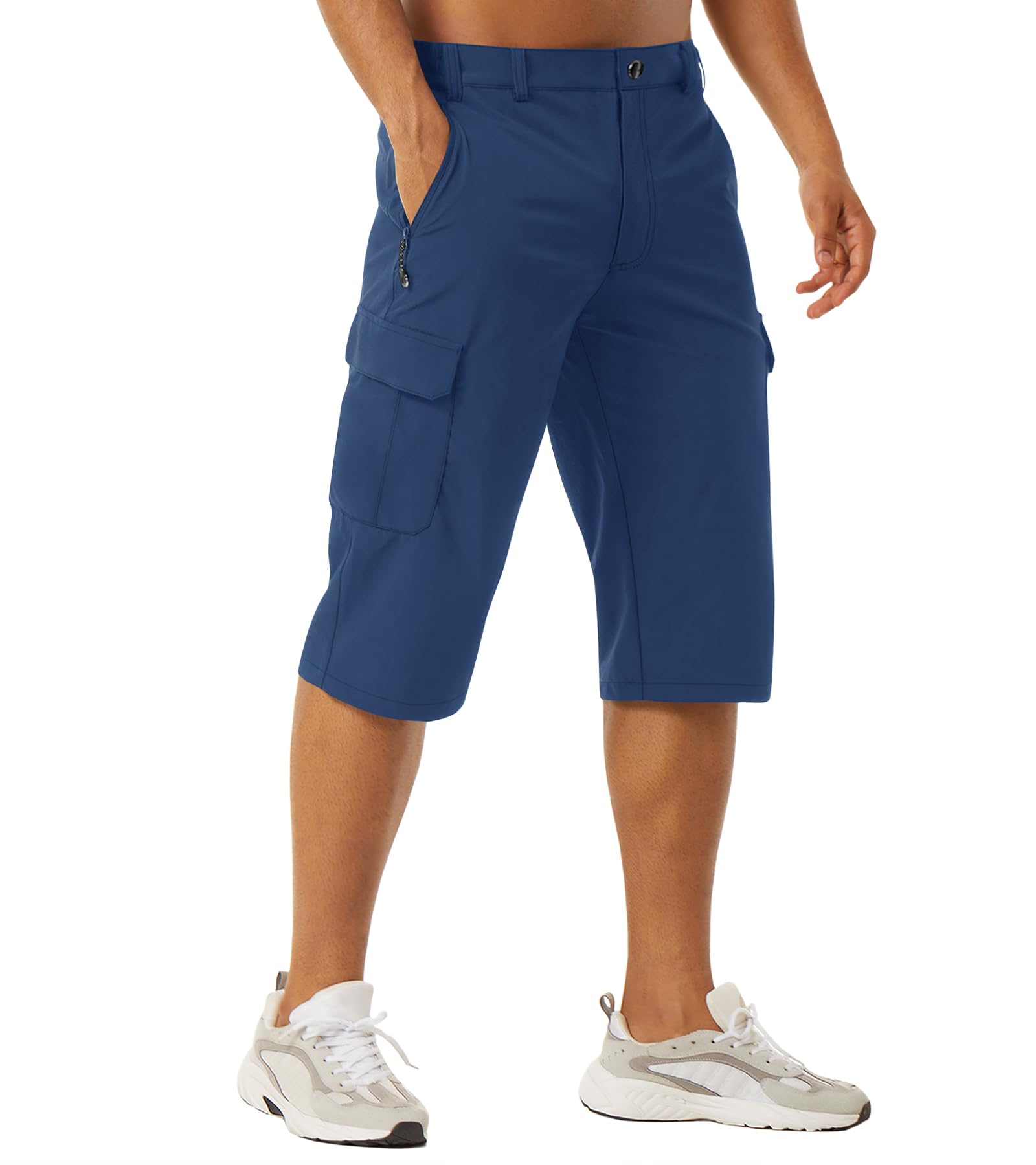 EKLENTSON Men's Workout Shorts Quick Dry Gym Hiking Shorts Zipper Pockets Lightweight Athletic 3/4 Capri Pants for Men