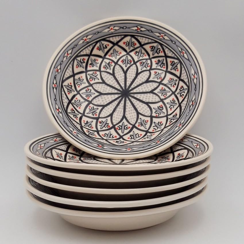 Lot de 6 assiettes creuses Bakir gris - D 24 cm