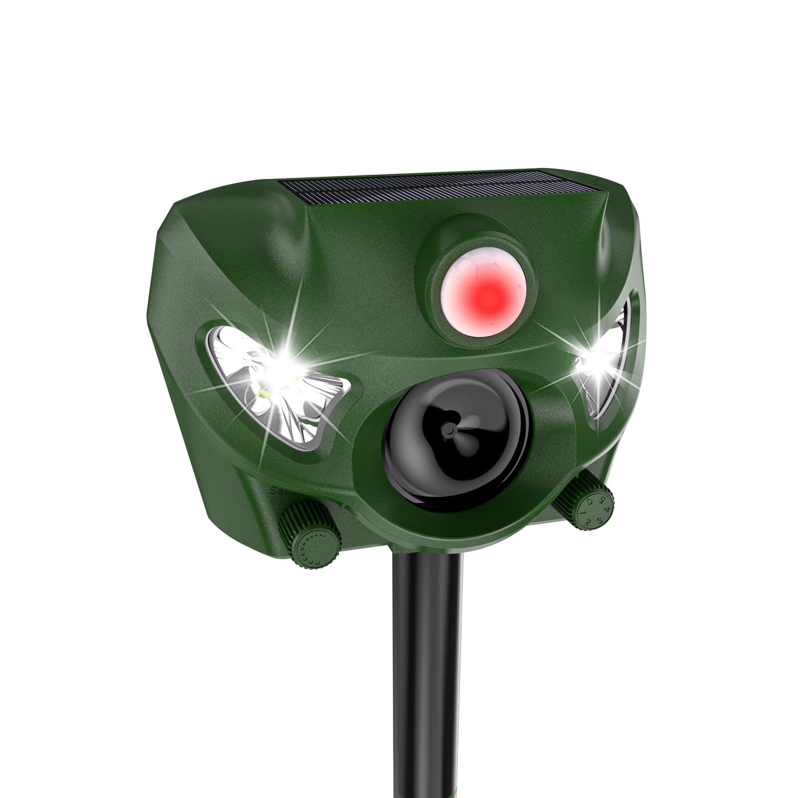 Ultrasonic Animal Repellent Outdoor, Solar Power Cat Rodent Raccoon Repeller, Rabbit Snake Control Device with Motion Sensor and FIashing Light, Waterproof Outdoor Animal Repellent for Deer Squirrel - 1