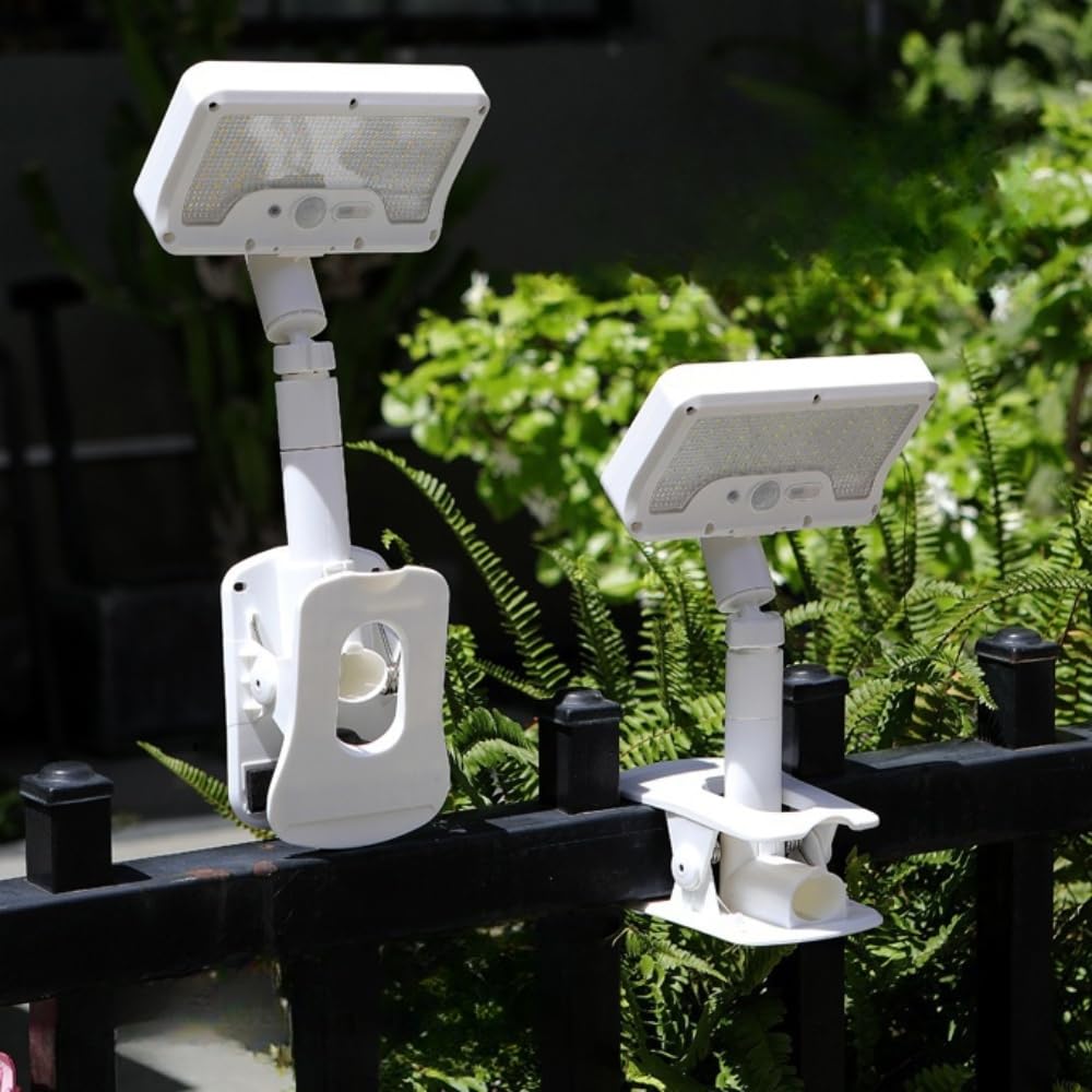Solarleuchte für Außentreppen & Deck, 92 LED Bewegungsmelder, IP65 Wasserdicht, Clip & Ständer Dual Use, Auto On/Off mit Lichtsensor, ideal für Zaun, Camping, Gartenbeleuchtung (1-Pack)