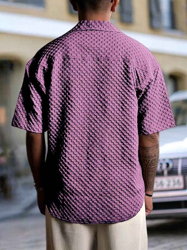 Image of Pinkmint Bubble Textured Shirt for Men ll Half Sleeve Stylish Button Down Shirt's ll Men's Pocket Shirt (Pack of 1)