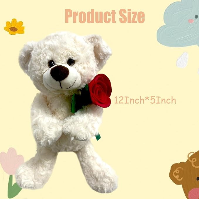 Peluche de oso blanco suave y esponjoso de 30 cm miniatura 3