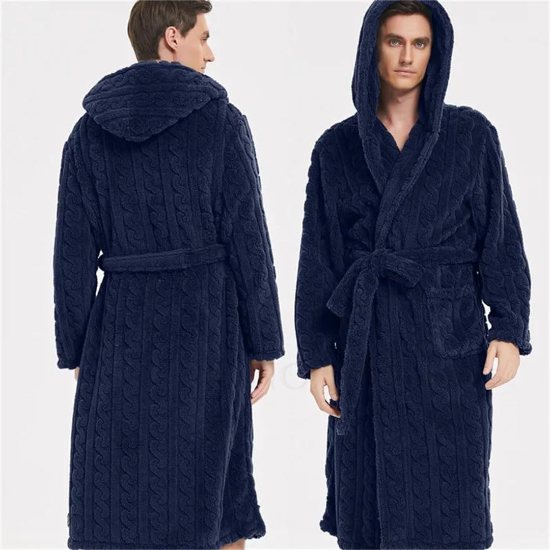 Inverno Caldo Peluche Corallo Pile Robe Usura Addensare Jacquard Flanella Uomini Con Cappuccio Accappatoio Abito Da Casa Usura Da Notte