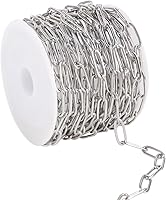 TKYPZY Stainless Steel Paperclip Chain Roll 16.4ft Silver - Bulk for DIY Necklace Bracelet Jewelry Making Crafts Oval Link Chain Spool