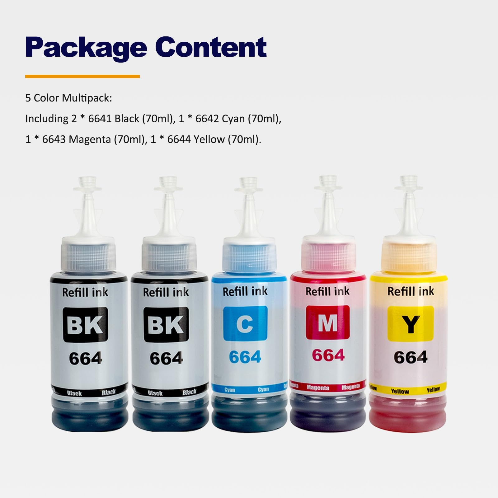 LAIPENG 664 Inchiostro Compatibile per Epson ET-2500 ET-2550 ET-2600 ET-2650 ET- 3600 ET-4500 ET-4550 ET-14000 ET-15000 ET-16500 L100 L110 L200 L210 L350 L355 L455 L550 L1300 Stampante (BK*2/C/M/Y)