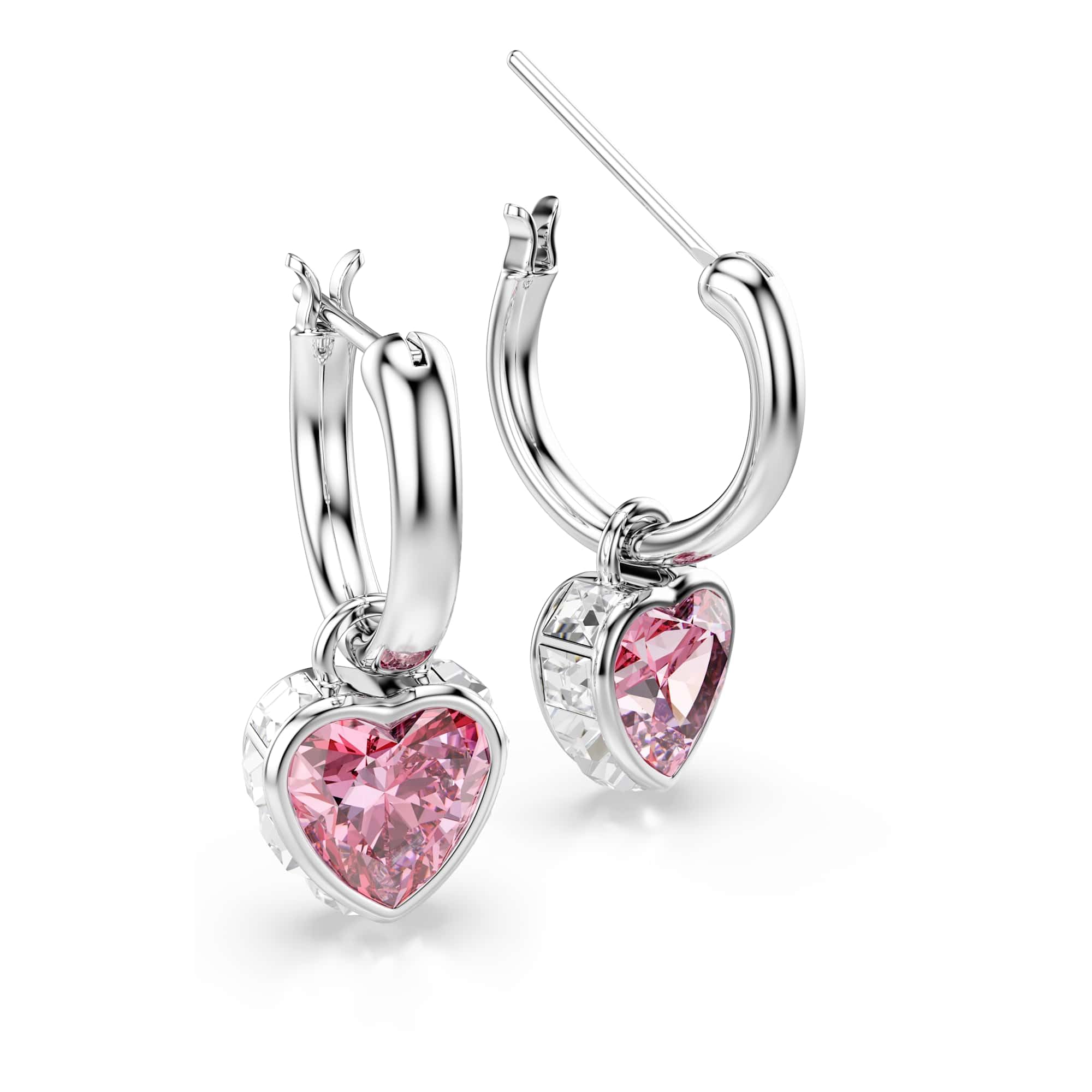 Swarovski Chroma Ohrhänger, Herz, Rosa, Rhodiniert
