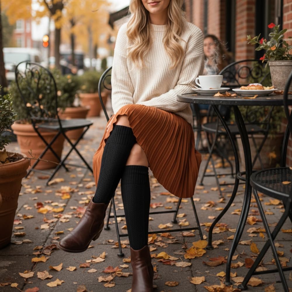 Love Sock Co. Women's Luxury Knee High Socks | Non-Binding Stay-Up Organic Cotton Premium Sock for Boots, Dress