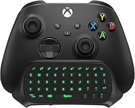 TiMOVO Mini Game Keyboard With Green Backlight for Xbox One, Xbox Series X/S,Wireless Chatpad Message KeyPad with Headset & Audio Jack, Fit Xbox One/One S/One Elite/2, 2.4G Receiver Included, Black