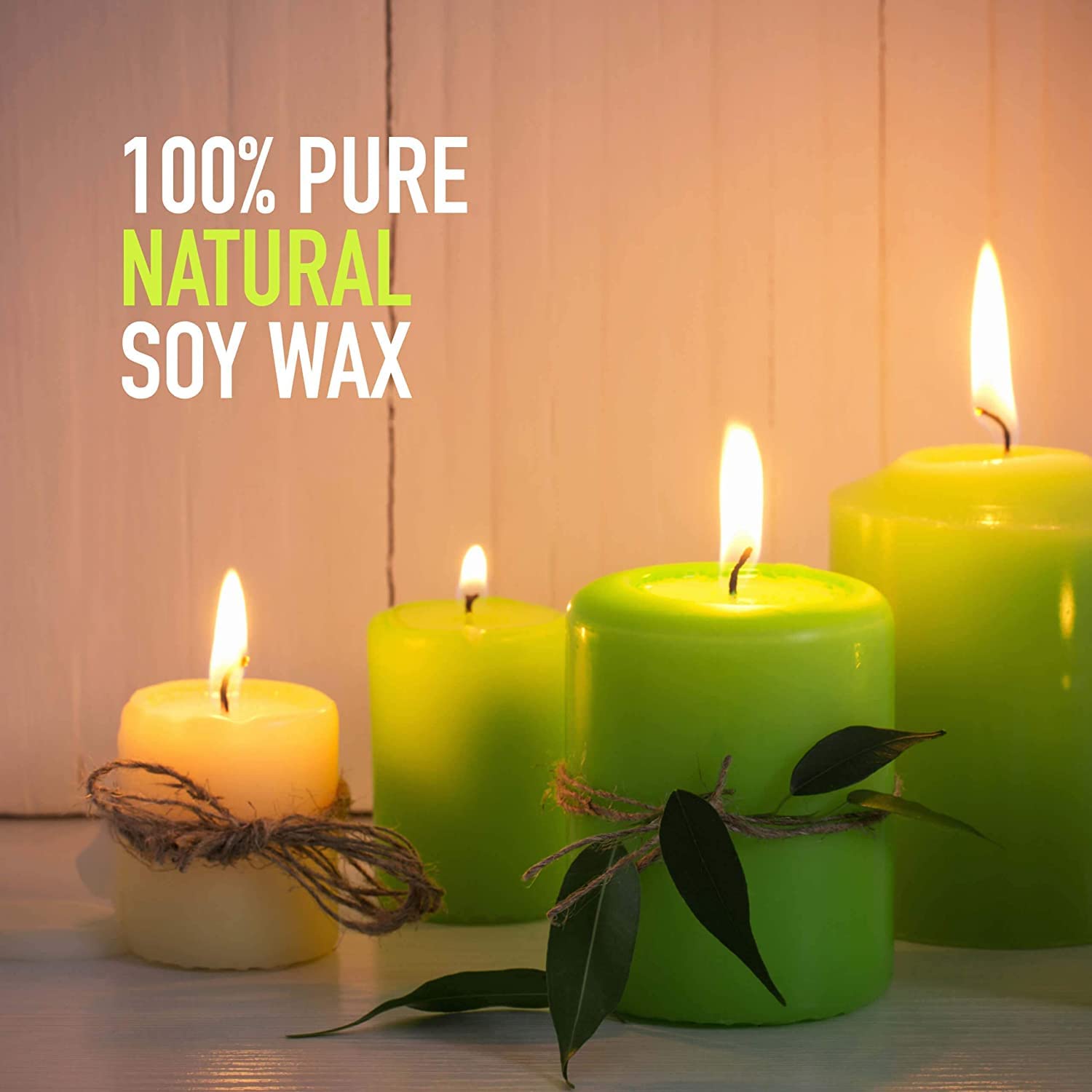 Oraganix Kit de fabrication de bougies en cire de soja naturelle et fournitures de fabrication de bougies – Cire de soja de qualité supérieure de 0,9 kg, 10 mèches de bougie pré-cirées de 15,2 cm, 2