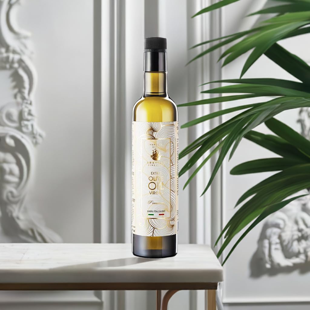 CARAVELLA FINE FOOD Huile d'Olive Vierge Extra Premium 500 ml – Italienne Pressée à froid Récolte fraîche Riche en Polyphénols Onctueuse et Fruitée pour Spaghettis Fruits de mer Idéal pour offrir