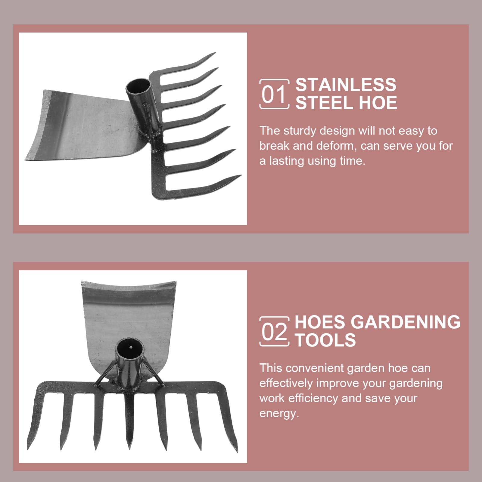 TOYANDONA Houe De Jardin Et Râteau Acier Inoxydable Outil De Jardinage Polyvalent Fournitures De Creusement De Jardin