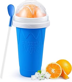 Slushy Maker Cup, DIY Double Layer Silicone Squeeze Cup,Slushie Machine for Children Kids Quick Frozen Smoothies Slushy Ice Cream Maker for Family DIY Homemade