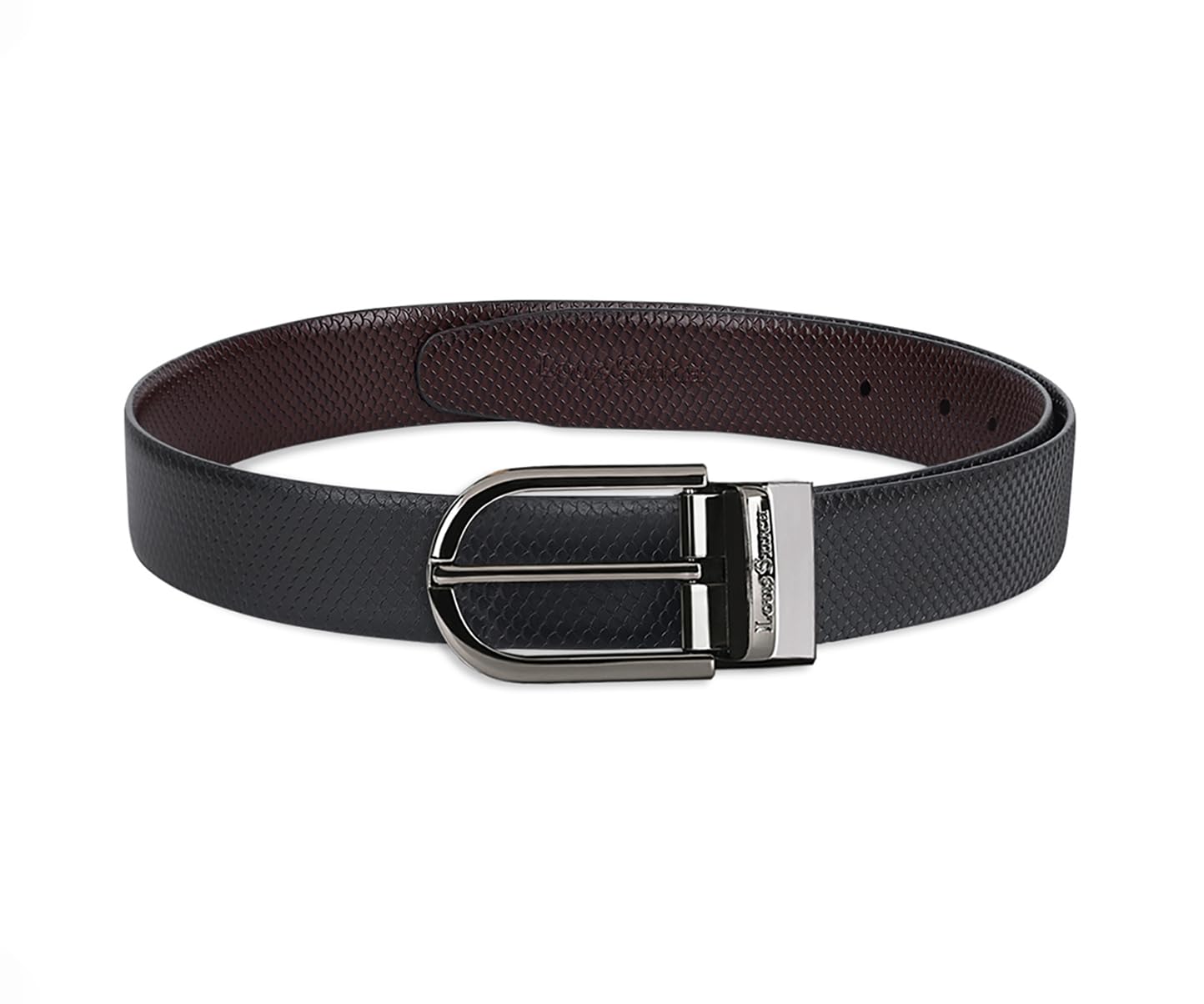 louis stitch Men's Reversible Italian Leather Belt with for Men 1.25 inch (35mm) Waist Strap Black Brown Belt with Gunmetal Black Buckle (MLGM)-picture-23