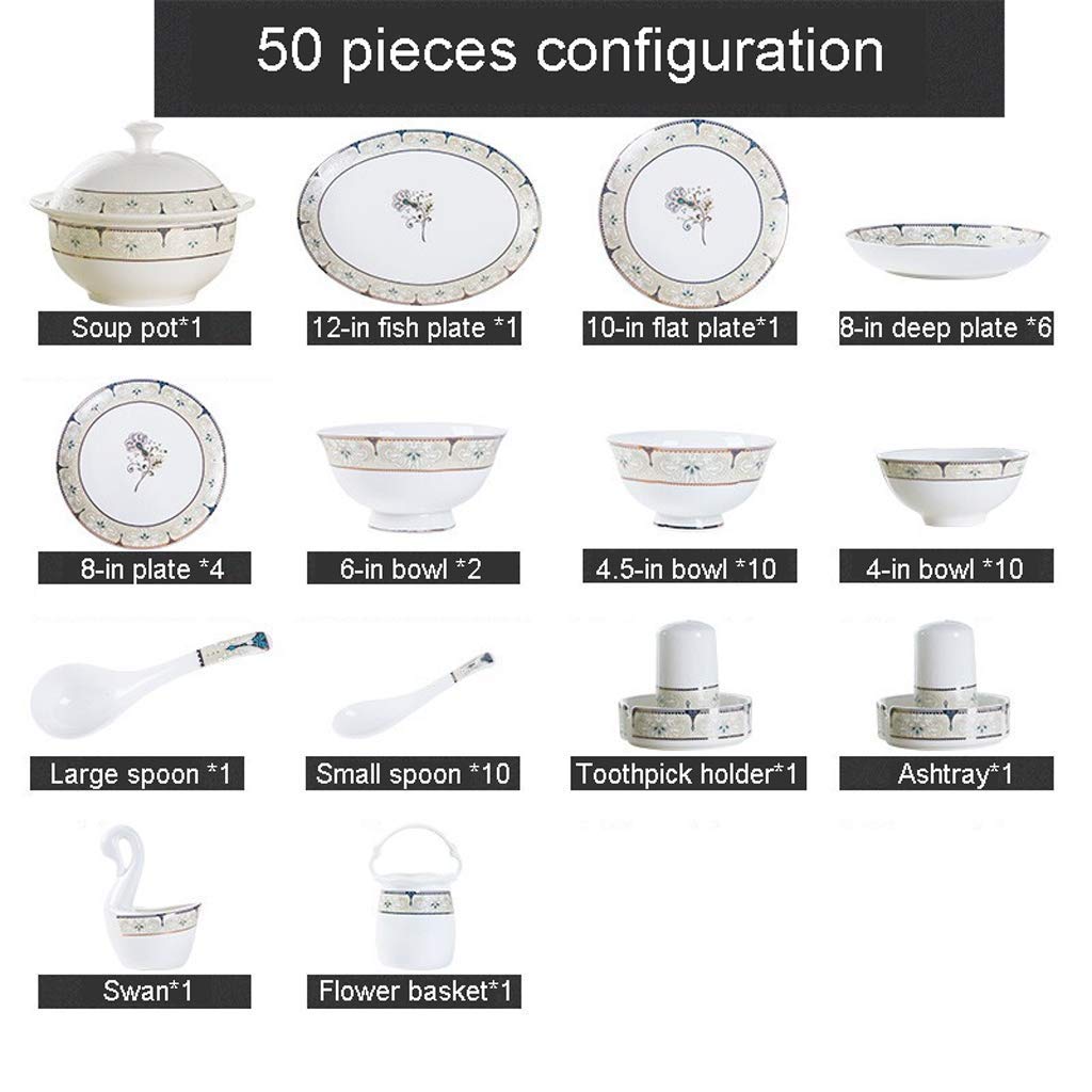 Zastawa stołowa na frytki, 50 sztuk ceramicznych zestawów obiadowych, miska/naczynie/garnek do zupy|Zestaw naczyń obiadowych Zestaw zastawy stołowej z podwójnym powlekaniem - kompatybilny z prezentami