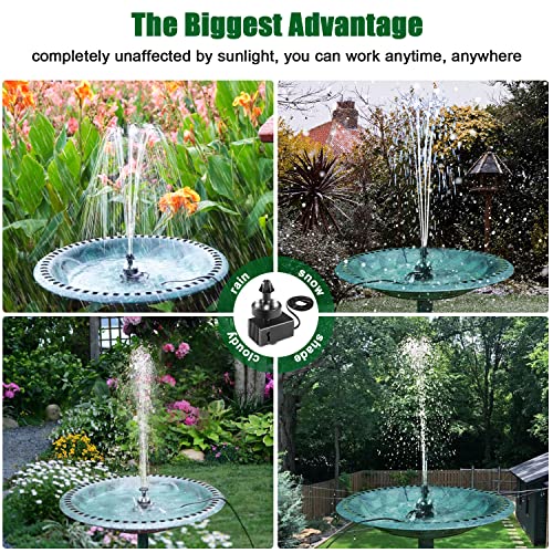 Szmp Bird Bath Fountains, Upgraded 24-Hours Working Bird Bath Fountain Pump With Lights & 7 Nozzle, 16.4Ft Power Cord & Adapter, Adjustable Water Pump For Garden, Pond, Fish Tank, Outdoor (White) #TOP4