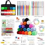 20 Large Acrylic Yarn Skeins-105 PCS Crochet Kit with Hooks Set, Premium Bundle Includes 2000 Yards Yarn Balls, Needles, Accessories, Ideal Starter Pack for Kids Adults Beginner Professionals
